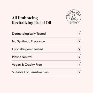 Odacite All-Embracing Watermelon + Hibiscus Facial Oil in a clear glass bottle, vegan and hypoallergenic, with watermelon seed oil.