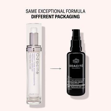 Odacite Night Time Antioxidants Cream in updated packaging, labeled MSM + hyaluronic acid formula, cream format.