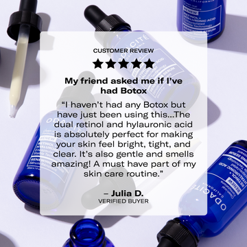 Odacité Blemish Control System Salicylic Acid bottles with droppers, clear liquid visible, placed side by side.