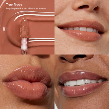 Odacité SPF 40 Nourishing Lip Serum shown in a sleek tube with clear, glossy formula suitable for all skin tones.