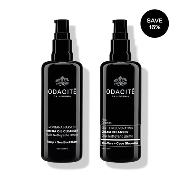 Two Odacité Sensitive Skin Double Cleansing Set bottles side by side, 