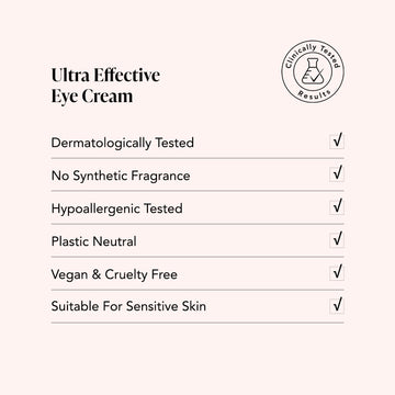 Odacite Ultra Effective Eye Cream with Algae + Hyaluronic Acid in a white tube, labeled vegan and cruelty-free.