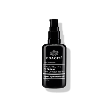 Odacite Ultra Effective Eye Cream with Algae + Hyaluronic Acid in a small white tube with black cap.
