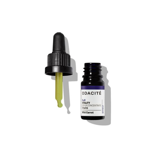 Odacite Smooth + Glow Mature Skin Duo dropper and bottle on a plain white background.