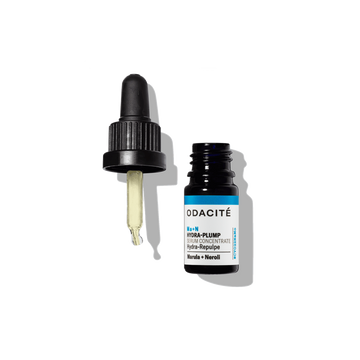 Odacité Hydra-Plump • Marula + Neroli • Ma+N Serum Concentrate dropper and bottle on a plain white background.