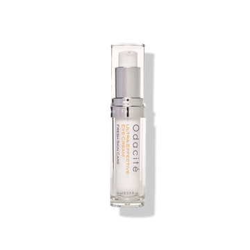 Odacite Ultra Effective Eye Cream with Algae + Hyaluronic Acid in a clear pump bottle on a white background.